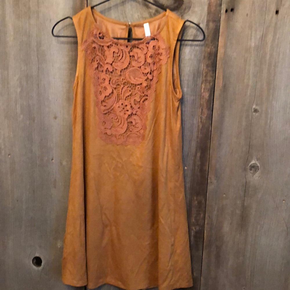 Xhilaration Faux Suede Mini Dress in Orange Brown Size XS